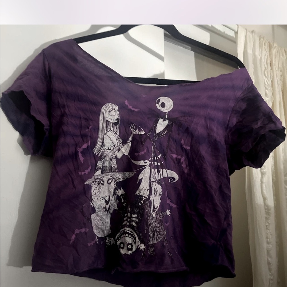 Purple and black Nightmare Before Christmas  off the shoulder top